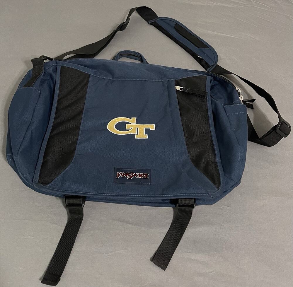 Jansport Georgia Tech GT Embroidered Messenger Bag Navy Blue Excellent Cond